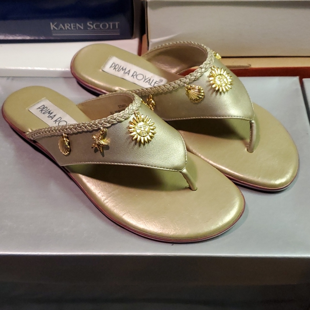 Prima Royale Thong Flip Flop Sandals - Gold, 6M